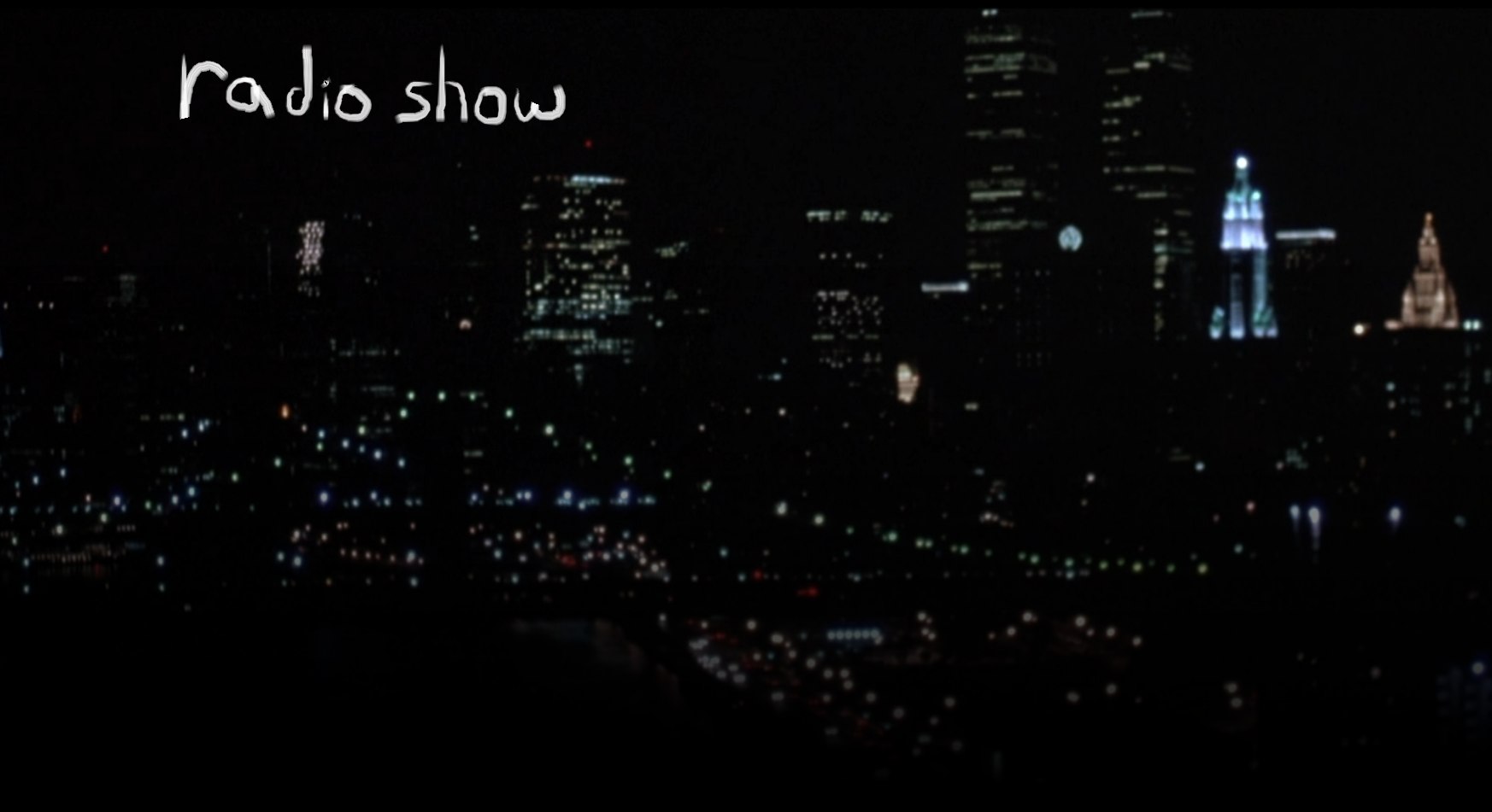 radio show, a night city skyline